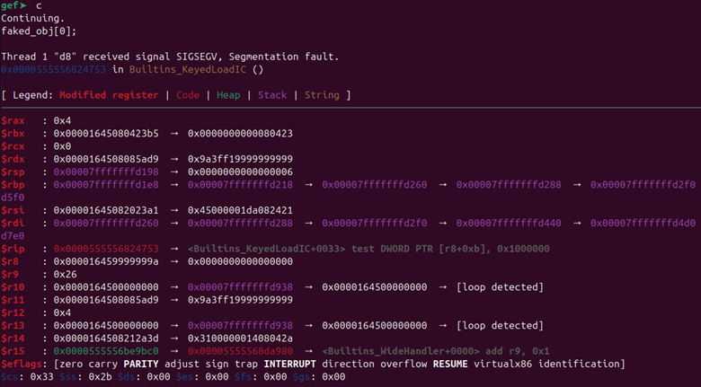 A screenshot showing a crash being triggered.
