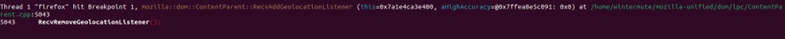 The breakpoint in GDB is hit