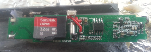 Closeup of the modified controller board