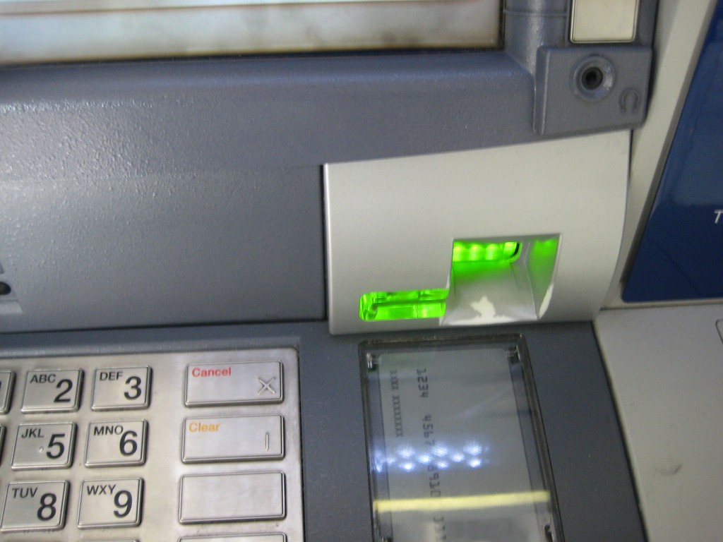 ATM skimmer that sits in front of the card reader