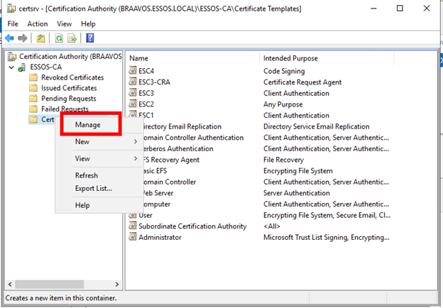 Managing certificate templates