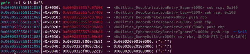 A call to a deoptimization function in GDB.