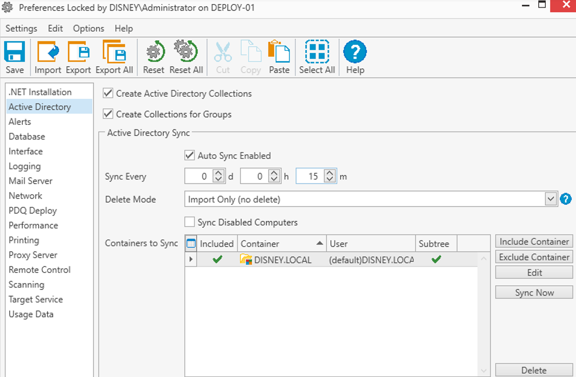 Setting up an AD sync scan in PDQ Inventory