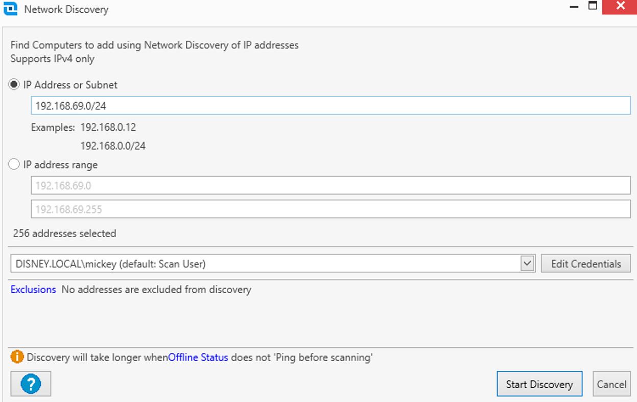 Setting up PDQ Inventory to scan a network range